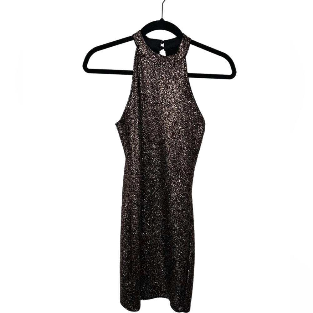 Gorgeous gold high neck metallic dress A15